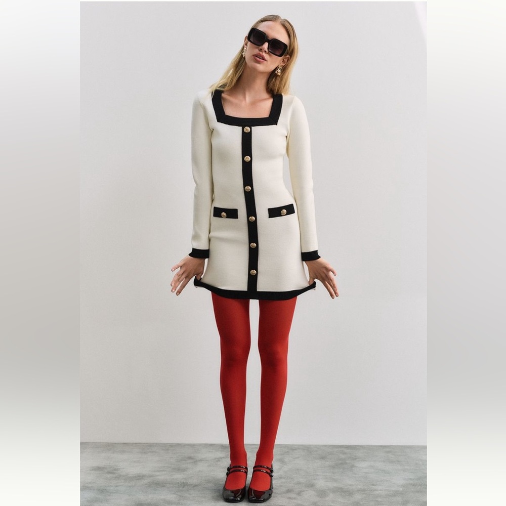 English Factory Square Neck Contrast Dress